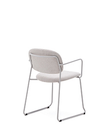 Стул Meli из бежевого шенилла с бежевой металлической структурой