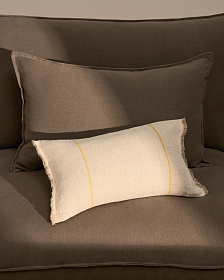 Чехол для подушки Lidore из бежевого льна с желтыми полосами, 30 x 50 см