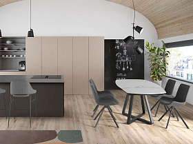 Обеденный стол D2055BB /1096 из керамики и черной стали