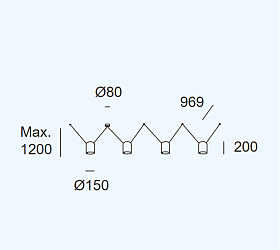 Подвес Attic 4 bodies Rectangular Shape 1200mm 00-8386-05-14