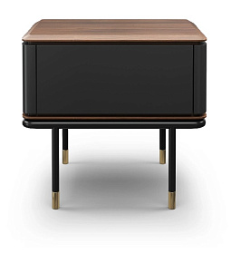 Прикроватная тумбочка ALTEA шпон ореха F, темно-серый матовый лак, латунь