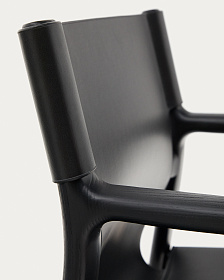 Стул Jan из переработанной кожи черного цвета и ясеня в черном цвете