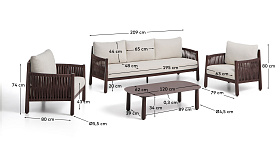 Комплект садовой мебели Aleria из коричневого алюминия и веревки