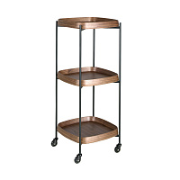 Мини-бар на колесиках 3291 из орехового дерева и черной стали