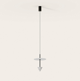 Подвесной светильник Vant черный металл/черный мрамор/алебастровый диск 35 см