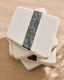 Набор Nira из 4 бело-зеленых мраморных подставок