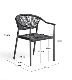 Уличный стул Livadia из серого алюминия и веревки