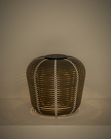 Уличный светильник Garoina солнечных батареях из искусственного ротанга зеленого цвета, 35 см