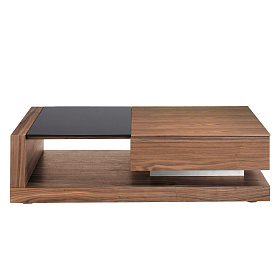 Журнальный столик из ореха с черным стеклом MH1317A /2061