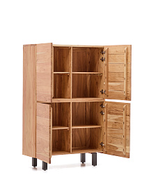 Буфет Uxue из массива акации с беленой отделкой и черной сталью 100 x 155