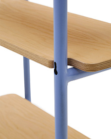 Стеллаж из ясеневого шпона цвета Tinn с синей металлической конструкцией, 70 x 60