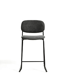 Полубарный стул Meli из серой синели с металлическими ножками, 65 см