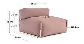 Пуф Square терракотового цвета со спинкой 