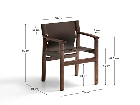 Стул Jan из переработанной кожи темно-коричневого цвета и ясеня в ореховом цвете