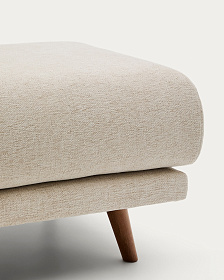 Пуф для ног Karin из бежевой синели с ножками из бука в отделке орех, 90 x 70 см