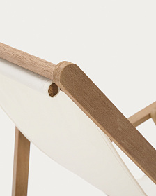 Cкладное кресло Vilara для улицы из акации и текстиля белого цвета