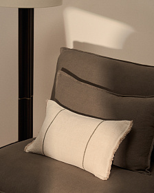 Чехол для подушки Lidore из бежевого льна с зелеными полосами, 30 x 50 см