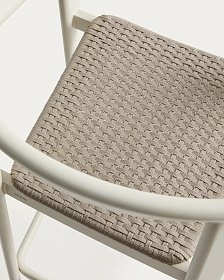 Уличный барный стул Erice из алюминия и веревки цвета экрю, 75 см