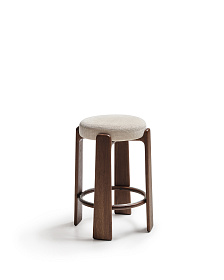 Granite Барный табурет из бежевого шенилла и массива ясеня в отделке орех 75 см