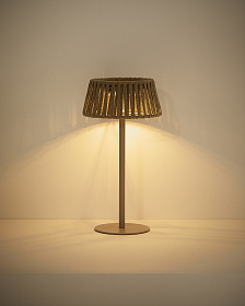 Уличная настольная лампа Aldet на солнечных батареях бежевая