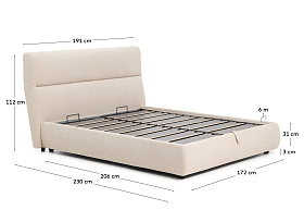 Кровать Dafra бежевого цвета из шенилла с ящиком для хранения 160 х 200 см