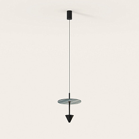 Подвесной светильник Vant черный металл/черный мрамор/узорчатый диск Missoni синий 10063 30 см