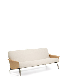 3-местный диван Amsen бежевый с подлокотниками из шпона дуба