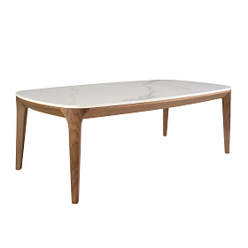 Овальный столик 2132/CT933 из керамики и ореха