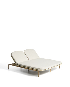 Двойной шезлонг Alipa из массива акации и веревки цвета экрю