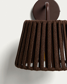 Уличный настенный светильник Aldet из коричневой веревки и металла