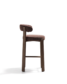 Барный стул Granite из коричневой синели и ясеня с отделкой орех 75 см