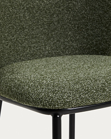 Барный стул Ciselia из темно-зеленого шенилла с ножками из черной стали