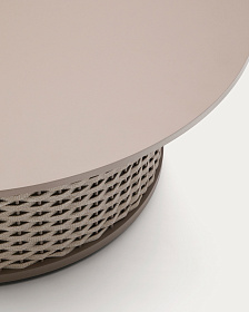 Уличный журнальный столик Sedalis из алюминия и веревки серого цвета Ø99 см