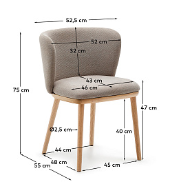 Ciselia Стул из коричневой синели и натурального массива ясеня