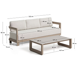 Комплект садовой мебели Nerano из алюминия цвета таупе