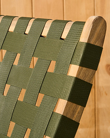 Складное кресло Chabeli из массива акации и шнура зеленого цвета