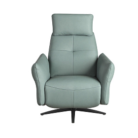 Вращающееся кресло-реклайнер 5174 из бирюзово-зелёной кожи