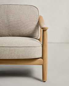 Уличное кресло Elunda из тикового дерева и бежевой веревки