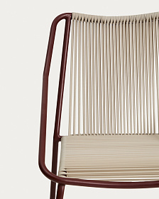 Уличный стул Zivia из веревки цвета экрю и стали бордового цвета