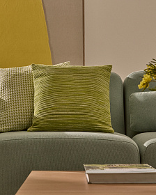 Чехол для подушки из жаккардовой ткани в зеленую полоску 45 x 45 см