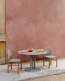 Уличный стол Sedalis из стали со столешницей из серо-коричневого алюминия Ø80 см