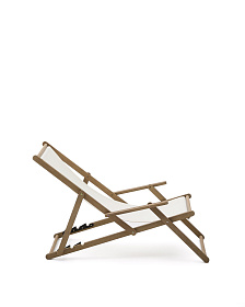 Cкладное кресло Vilara для улицы из акации и текстиля белого цвета