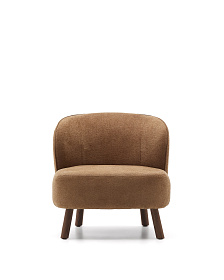 Кресло Ulit из терракотовой синели с ножками из ясеня с отделкой под орех