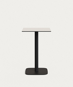 Высокий садовый столик Dina белый на черном металлическом основании 60 x 60 x 96 см