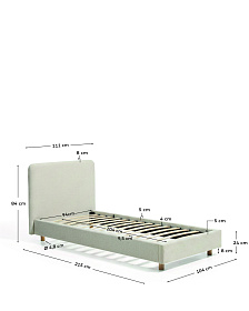 Кровать Selven из бежевого шенилла для матраса 90 x 200 см