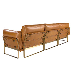 5-местный диван с левым шезлонгом из кожи цвета Camel 6231 