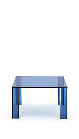 Журнальный столик Adularia из синего стекла 85 x 85