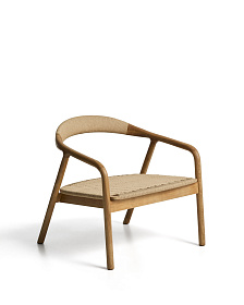 Кресло уличное Derile из дуба с натуральной отделкой и бежевой веревки