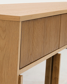 Сервант Helvine с 4 дверцами и 4 ящиками шпон дуба и закаленное стекло, 200 x 75