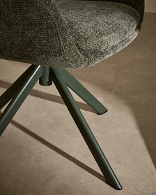 Lexa Вращающееся кресло из зеленого шенилла и стальными зелеными ножками